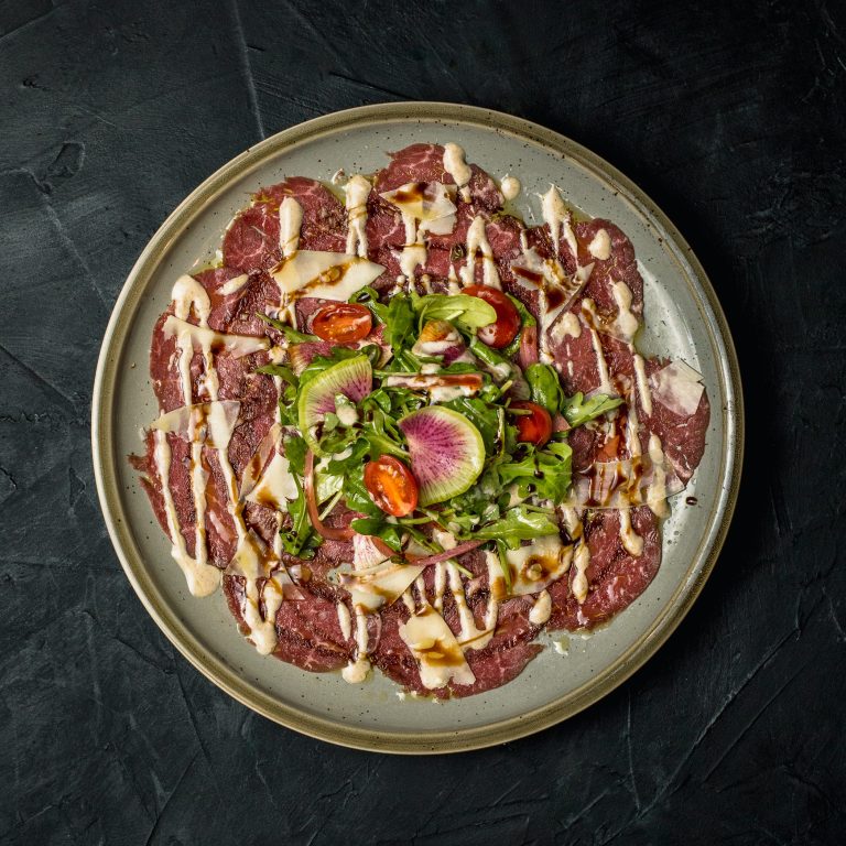 Beef Carpaccio served on plate