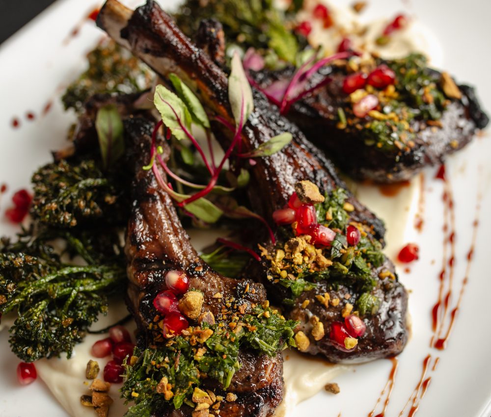 Pomegranate Grilled Lamb Chops on a plate